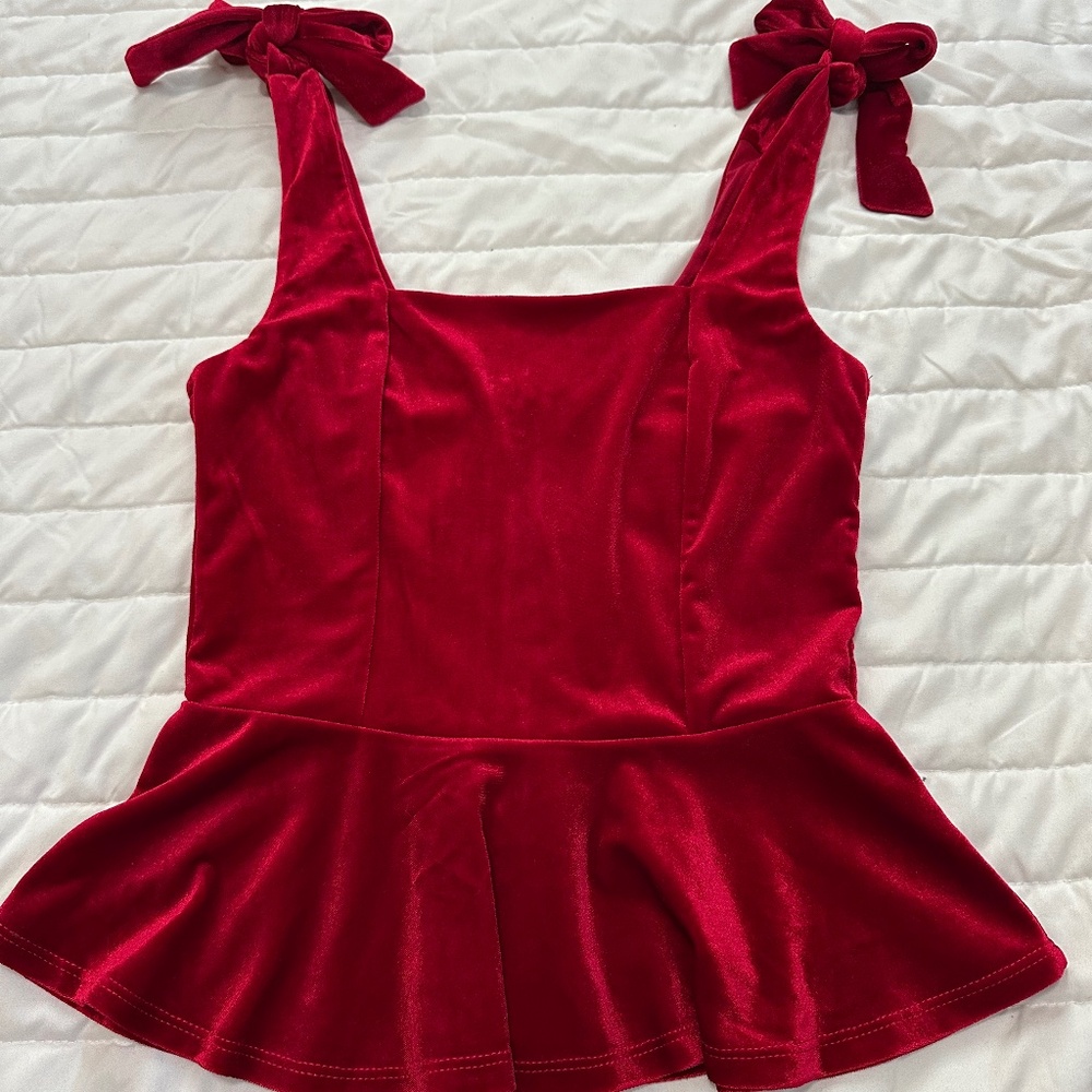 Francesca's Mi Ami Small Red Velvet Corset Top